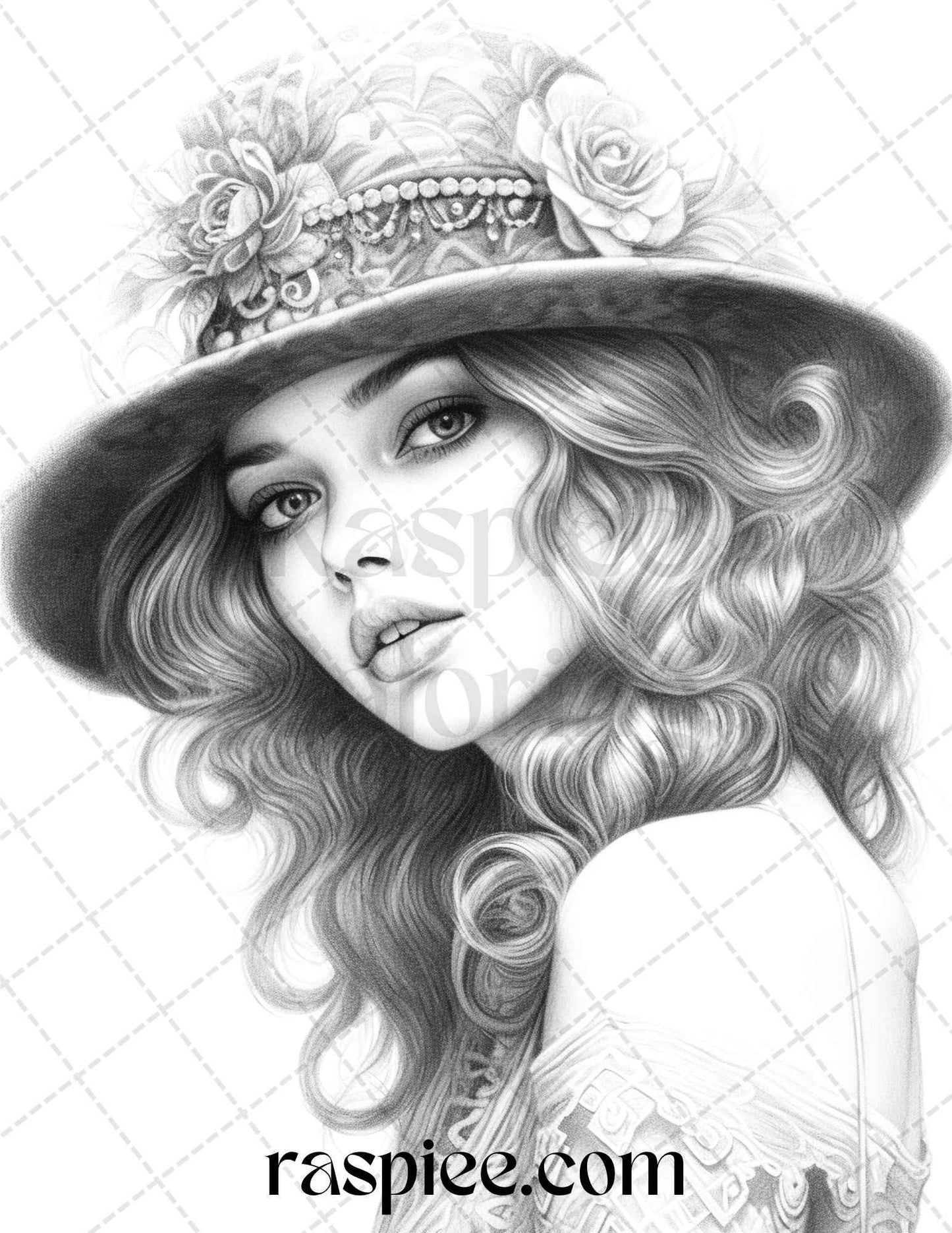 40 Beautiful Gatsby Girls Grayscale Coloring Pages Printable for Adults, PDF File Instant Download - RASPIEE