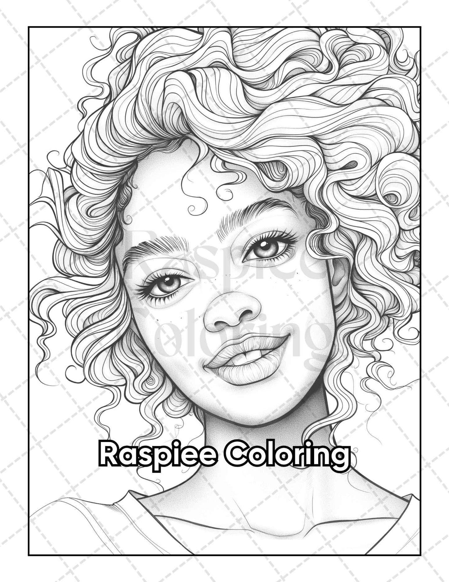 50 Black Women Portrait Coloring Pages for Adults Printable PDF Instant Download - RASPIEE