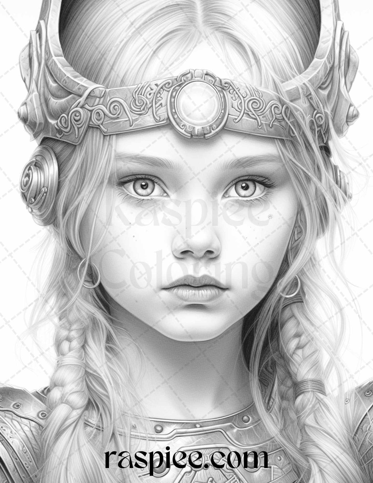 58 Little Viking Girls Boys Portrait Grayscale Coloring Pages Printable, PDF File Instant Download - RASPIEE