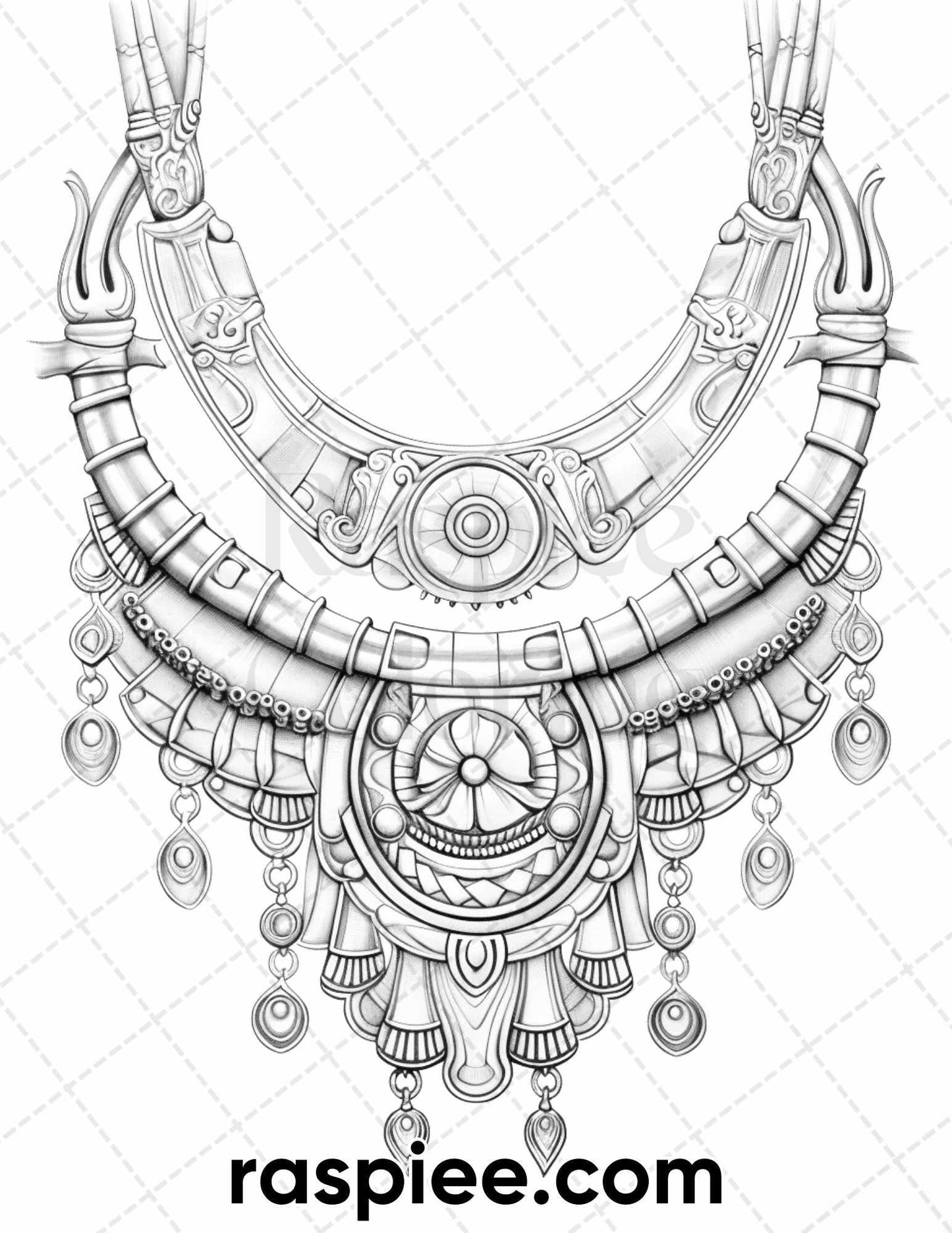 75 Exquisite Jewelry Collection Grayscale Coloring Pages for Adults, Printable PDF Instant Download - RASPIEE