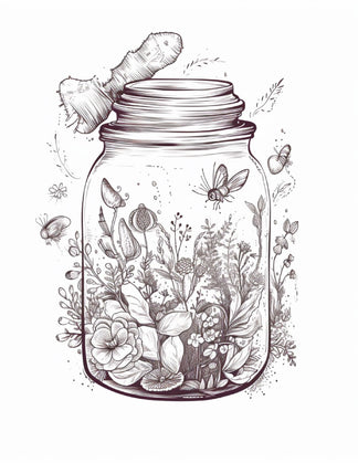 64 Life Inside Jar Printable Coloring Pages for Adults, Grayscale Colo ...