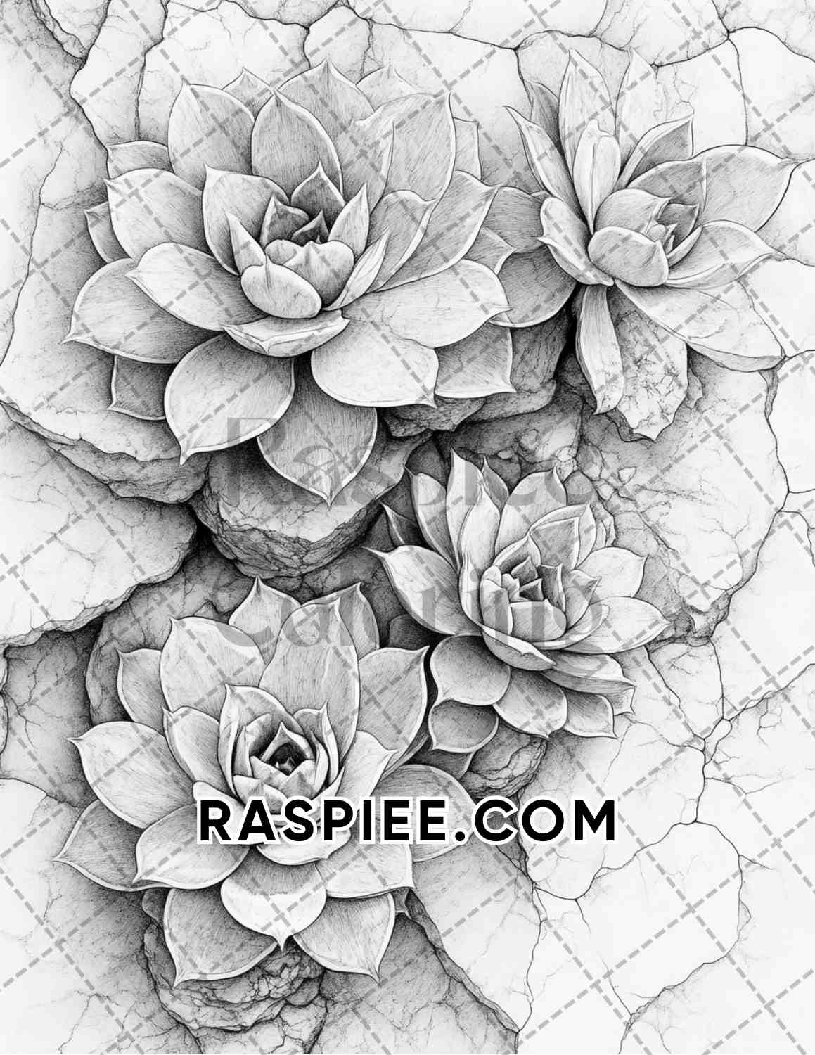 Succulent Blossoms Adult Coloring Pages Printable PDF Instant Download