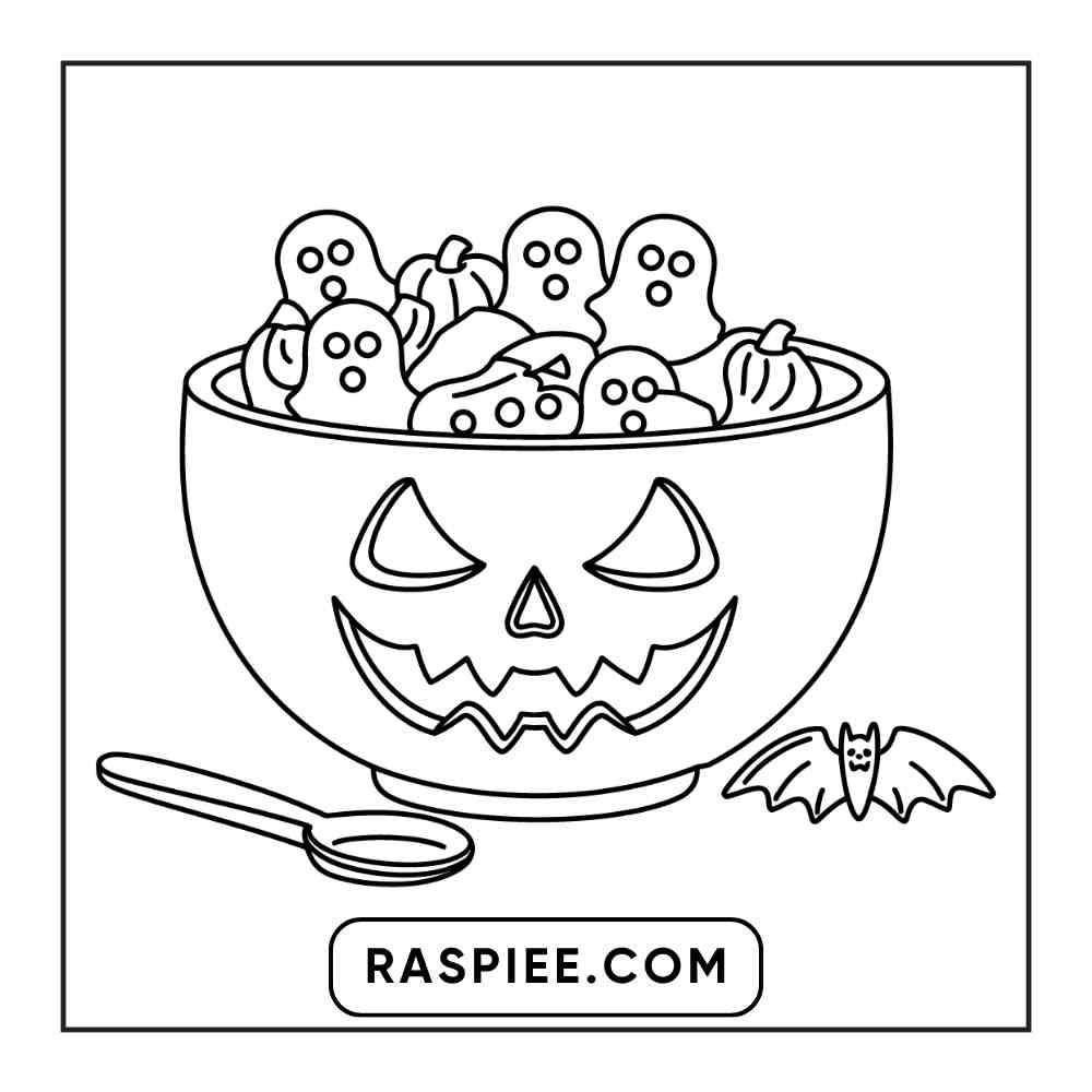 100 Bold Easy Spooky Food & Drinks Coloring Pages Printable PDF Instant Download - RASPIEE