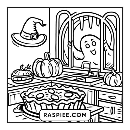 100 Bold and Easy Cute Halloween Coloring Pages Printable PDF Instant Download - RASPIEE