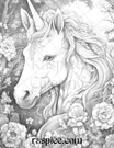 40 Enchanted Unicorns Grayscale Coloring Pages Printable for Adults, P ...