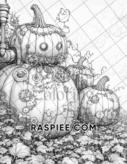 Steampunk Halloween Adult Coloring Pages Printable PDF Instant Download