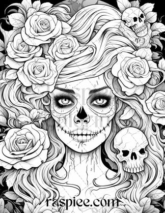 50 Spooky Miss Nightmare Grayscale Coloring Pages Printable for Adults ...