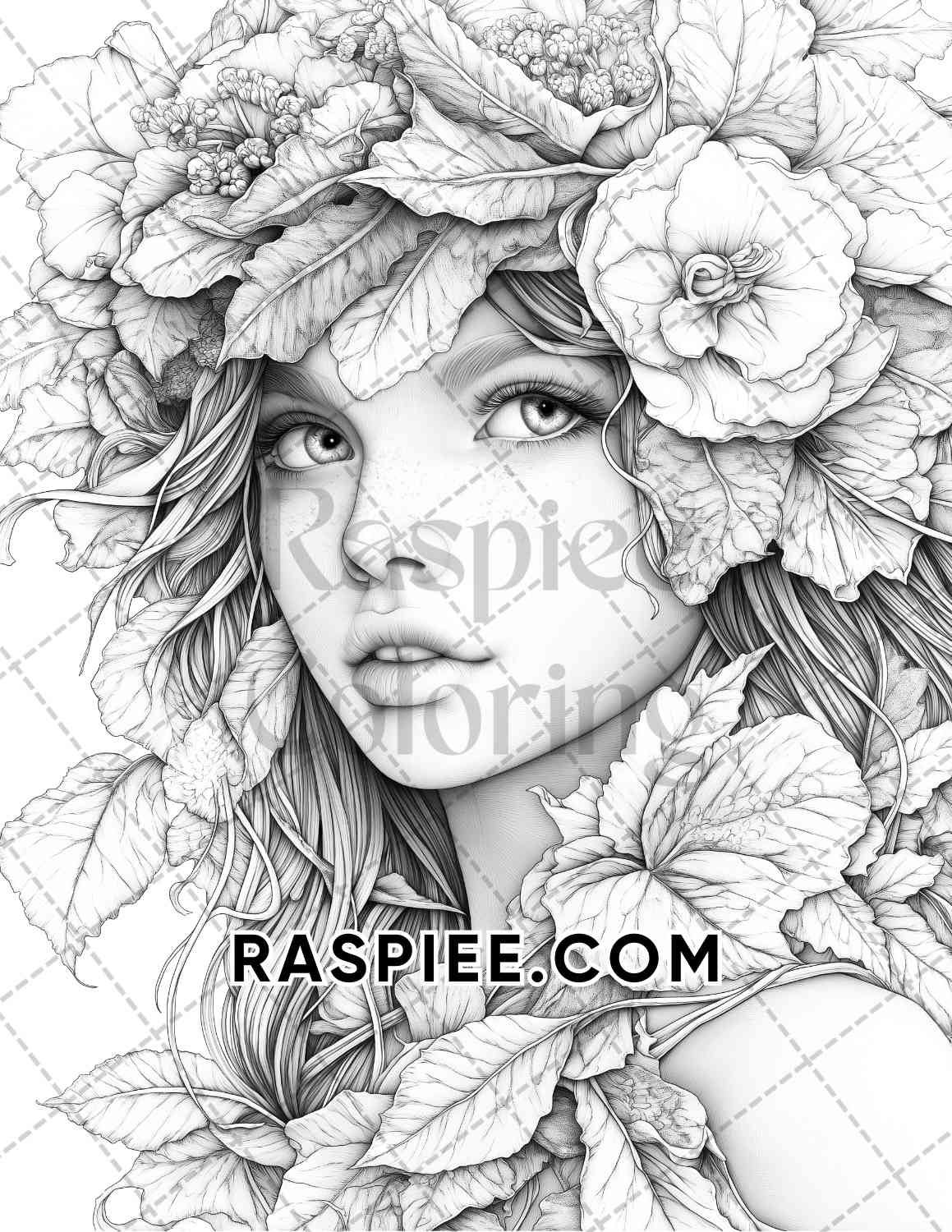 Fairy Beauties Portrait Adult Coloring Pages Printable PDF Instant Download