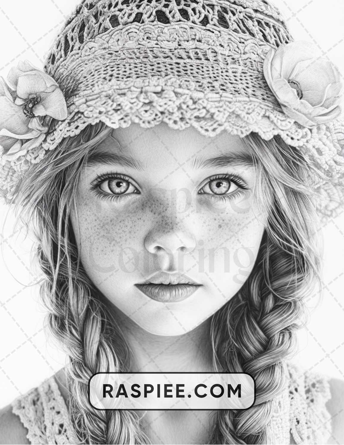 88 Bohemian Little Girls Portrait Adult Coloring Pages