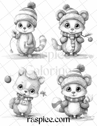 Christmas Critters Coloring Pages, Grayscale Coloring Printables, Adult and Kids Coloring Sheets, Holiday DIY Crafts, Festive Animals, Winter Relaxation Coloring, Xmas Stress-Relief Coloring, Printable Seasonal Decorations, Cute Christmas Creatures, Family Coloring Fun, Christmas Coloring Sheets, Winter Coloring Pages, Holiday Coloring Pages, Xmas Coloring Pages