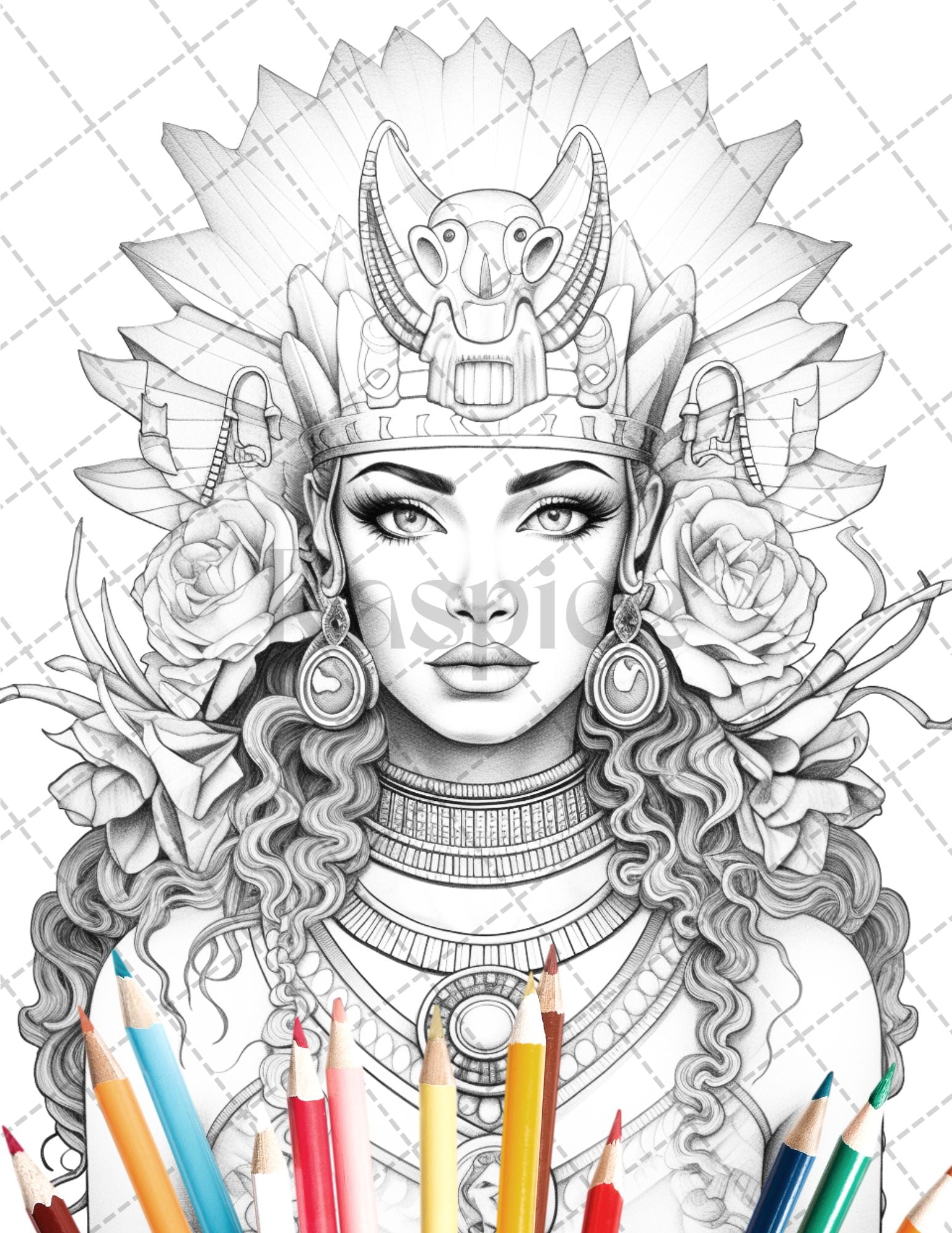 35 Ancient Egyptian Queens Coloring Book Printable for Adults, Grayscale Coloring Page, PDF File Instant Download - raspiee