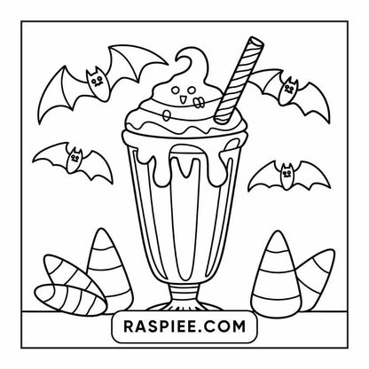 100 Bold Easy Spooky Food & Drinks Coloring Pages Printable PDF Instant Download - RASPIEE