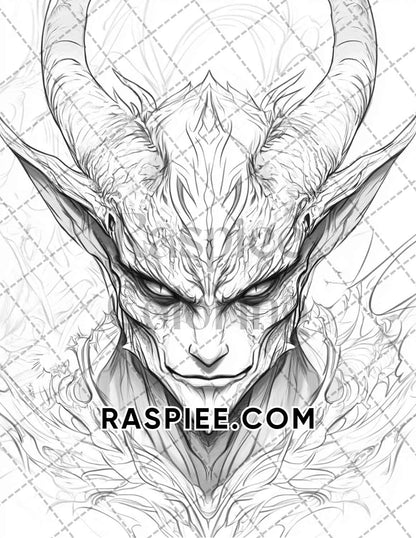 Horror Demons Halloween Adult Coloring Pages Printable PDF Instant Download