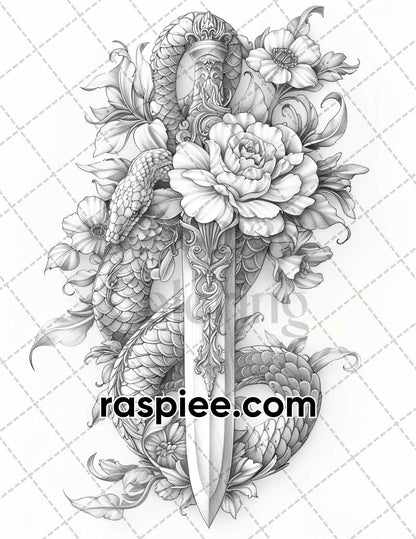adult coloring pages, adult coloring sheets, adult coloring book pdf, adult coloring book printable, grayscale coloring pages, grayscale coloring books, gothic coloring pages for adults, gothic tattoos coloring book, grayscale illustration, tattoos coloring pages