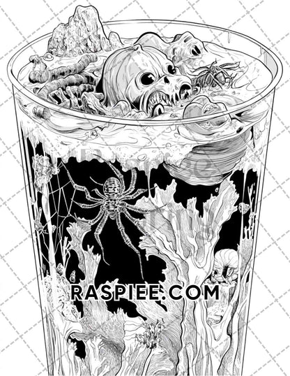 Spooky Desserts Halloween Adult Coloring Pages Printable PDF