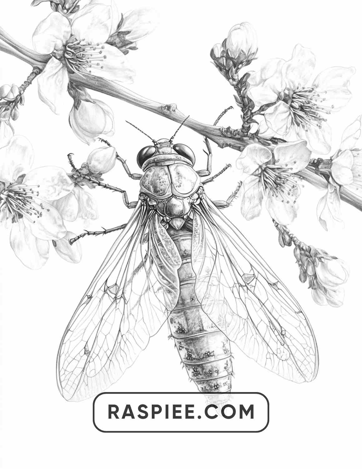 Insects and Flowers Adult Coloring Pages - RASPIEE