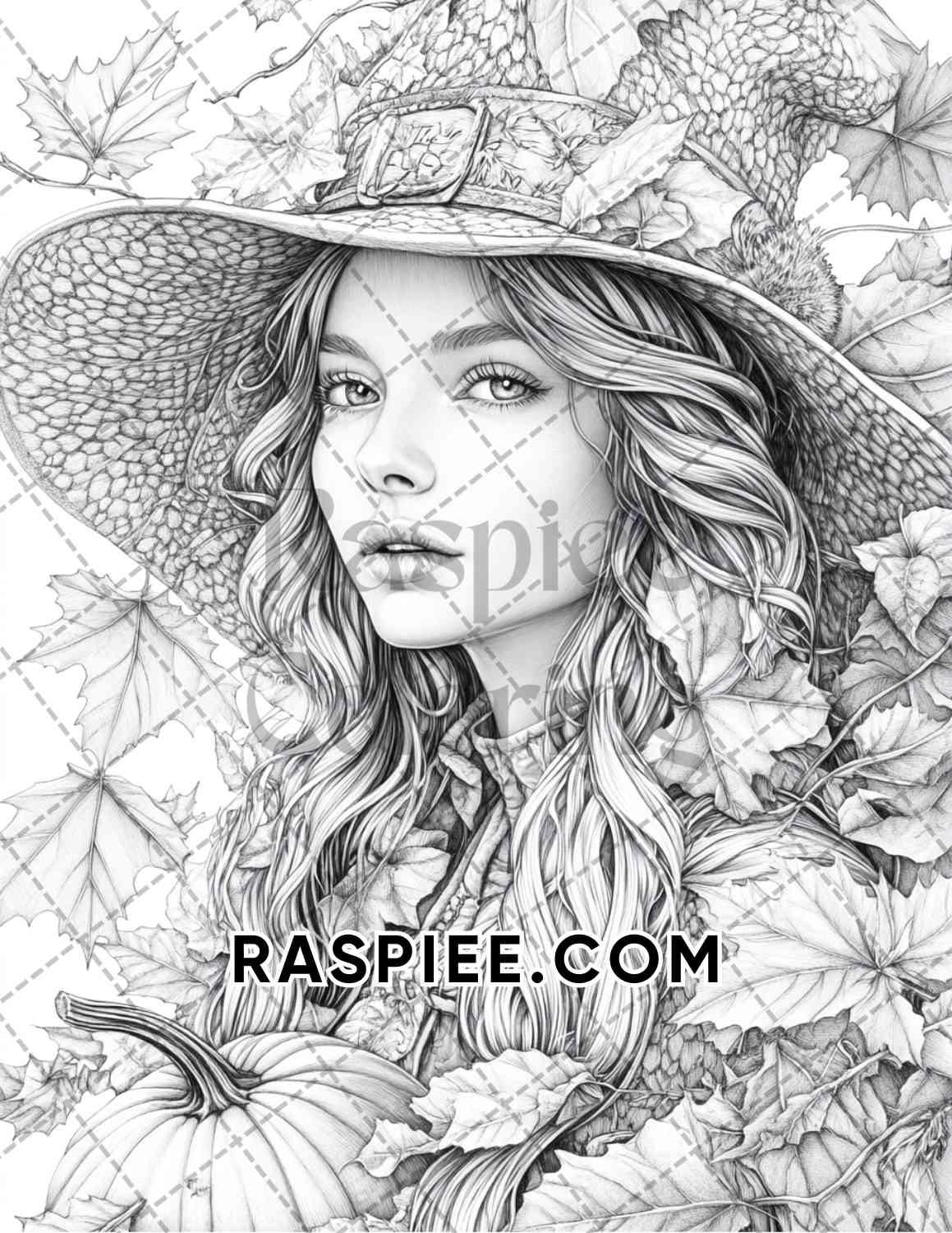 Enchanted Witches Adult Coloring Pages Printable PDF Instant Download - RASPIEE