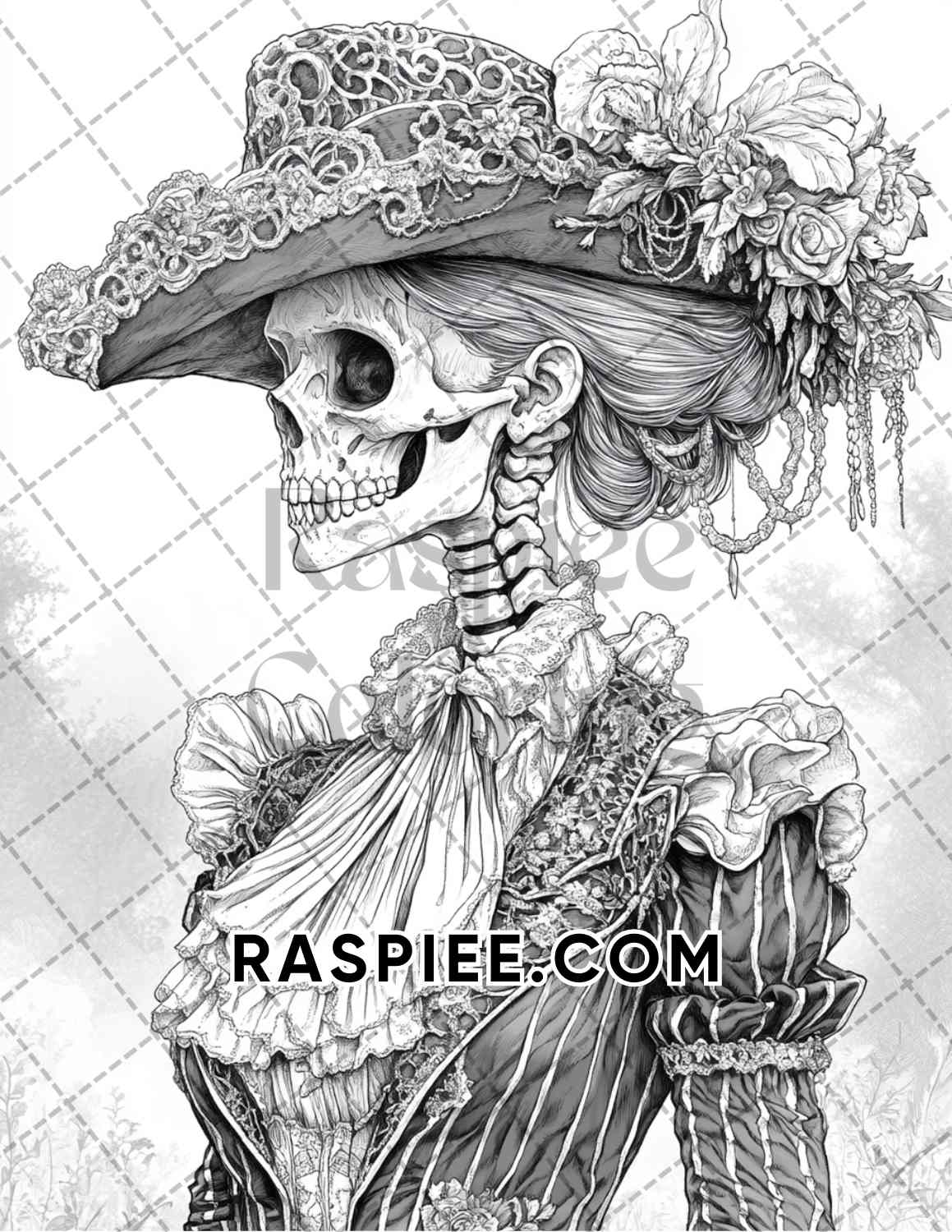 Victorian Zombies Halloween Adult Coloring Pages Printable PDF