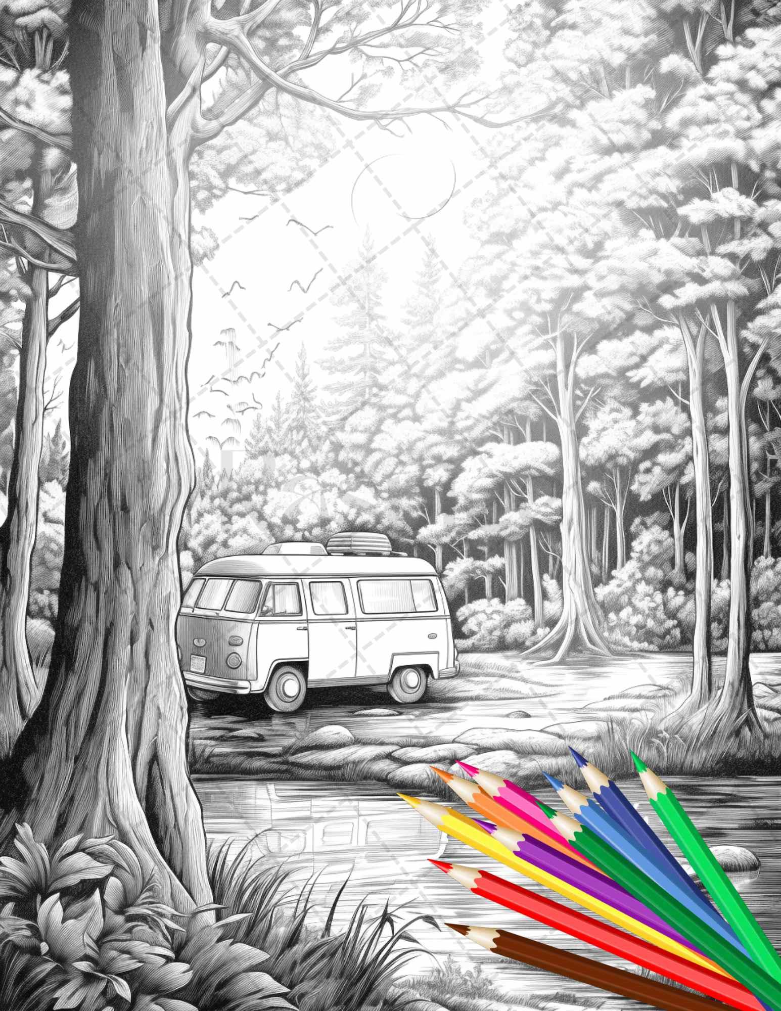 10 Campervan Coloring Pages Printable for Adults: Unleash Your Inner Artist on the Road