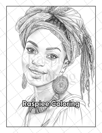 50 Black Women Portrait Coloring Pages for Adults Printable PDF Instant Download