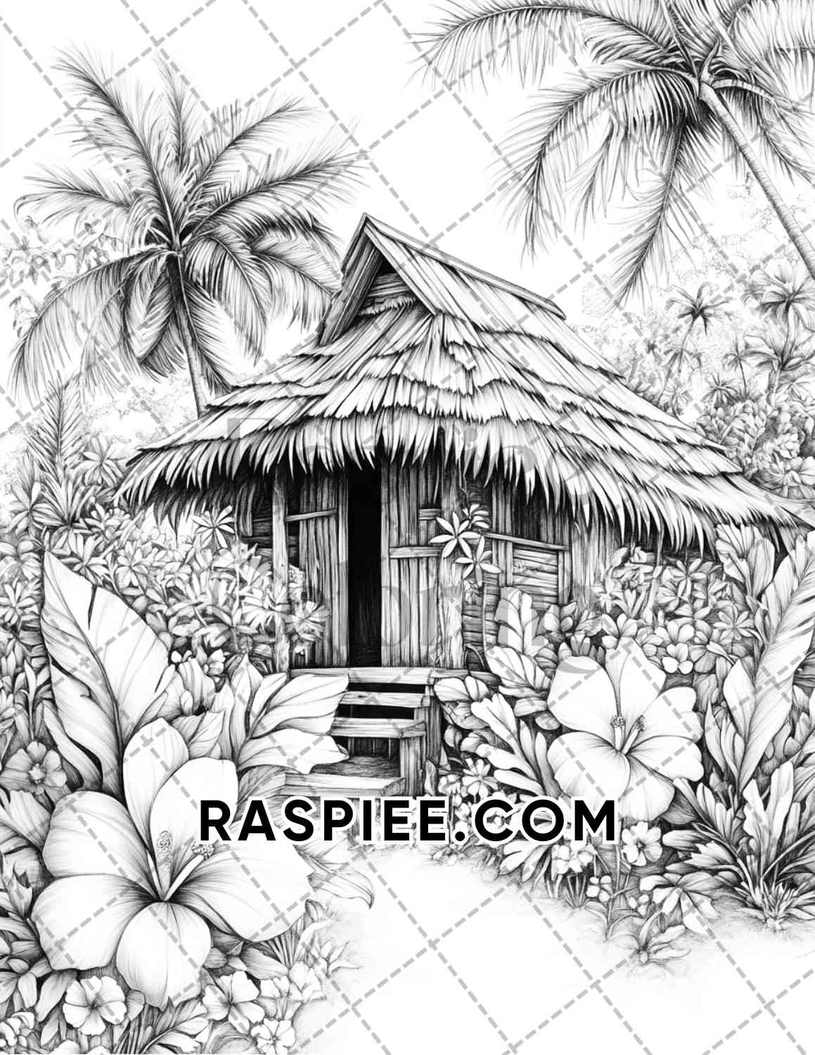 Fantasy Flower Houses Adult Coloring Pages Printable PDF Instant Download