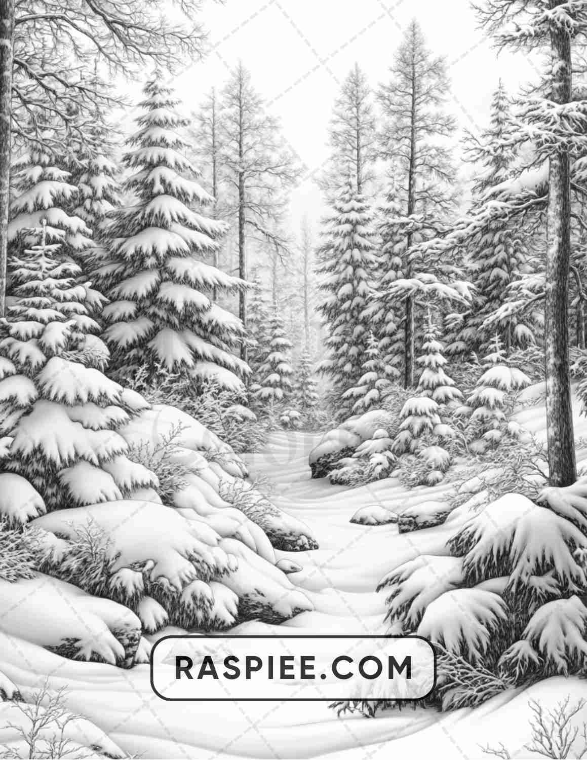 82 Winter Landscapes Adult Coloring Pages - RASPIEE