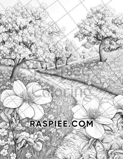 Fall Flowers Adult Coloring Pages Printable PDF Instant Download - RASPIEE