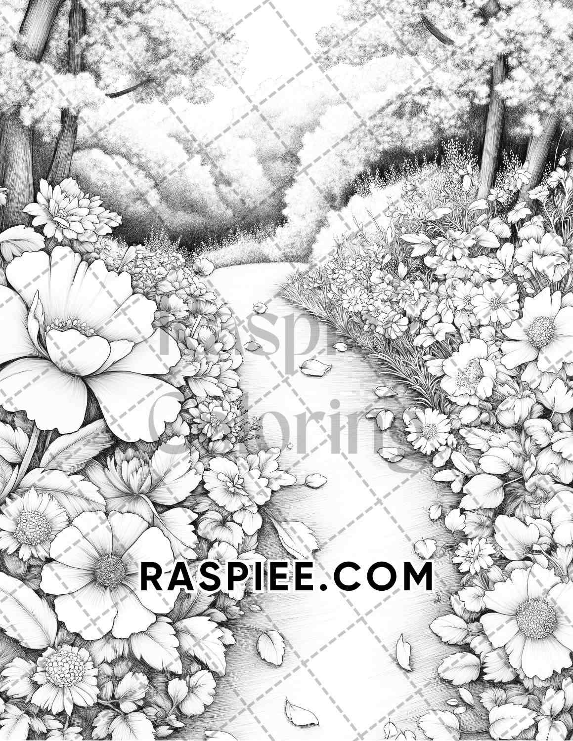 Fall Flowers Adult Coloring Pages Printable PDF Instant Download - RASPIEE