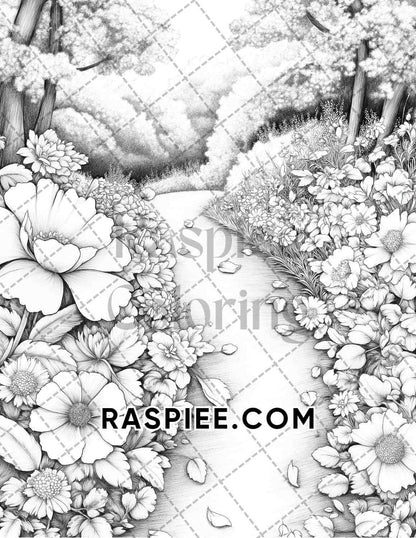 Fall Flowers Adult Coloring Pages Printable PDF Instant Download - RASPIEE