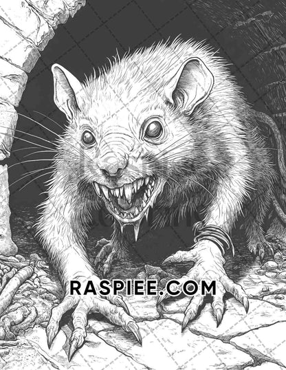 Horror Animals Halloween Adult Coloring Pages Printable PDF Instant Download