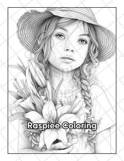 50 Adorable Flower Girls Coloring Pages for Adults Printable PDF Instant Download