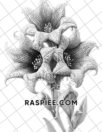 Succulent Blossoms Adult Coloring Pages Printable PDF Instant Download