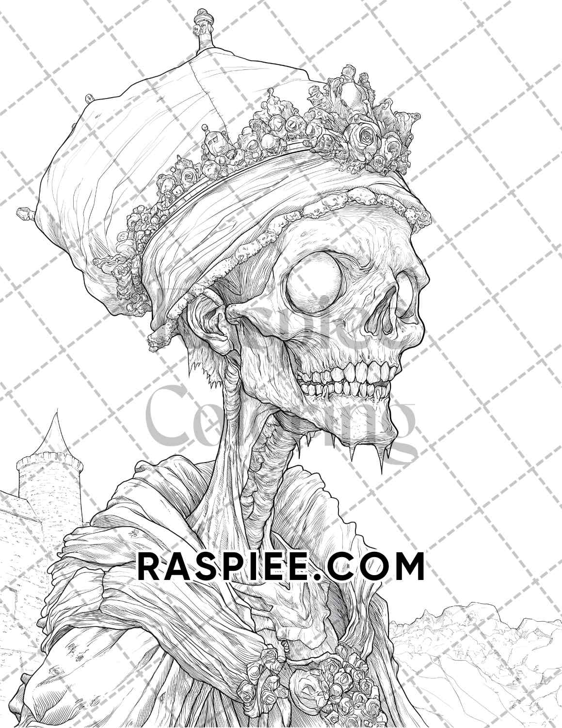 Scary Zombies Halloween Adult Coloring Pages Printable PDF Instant Download