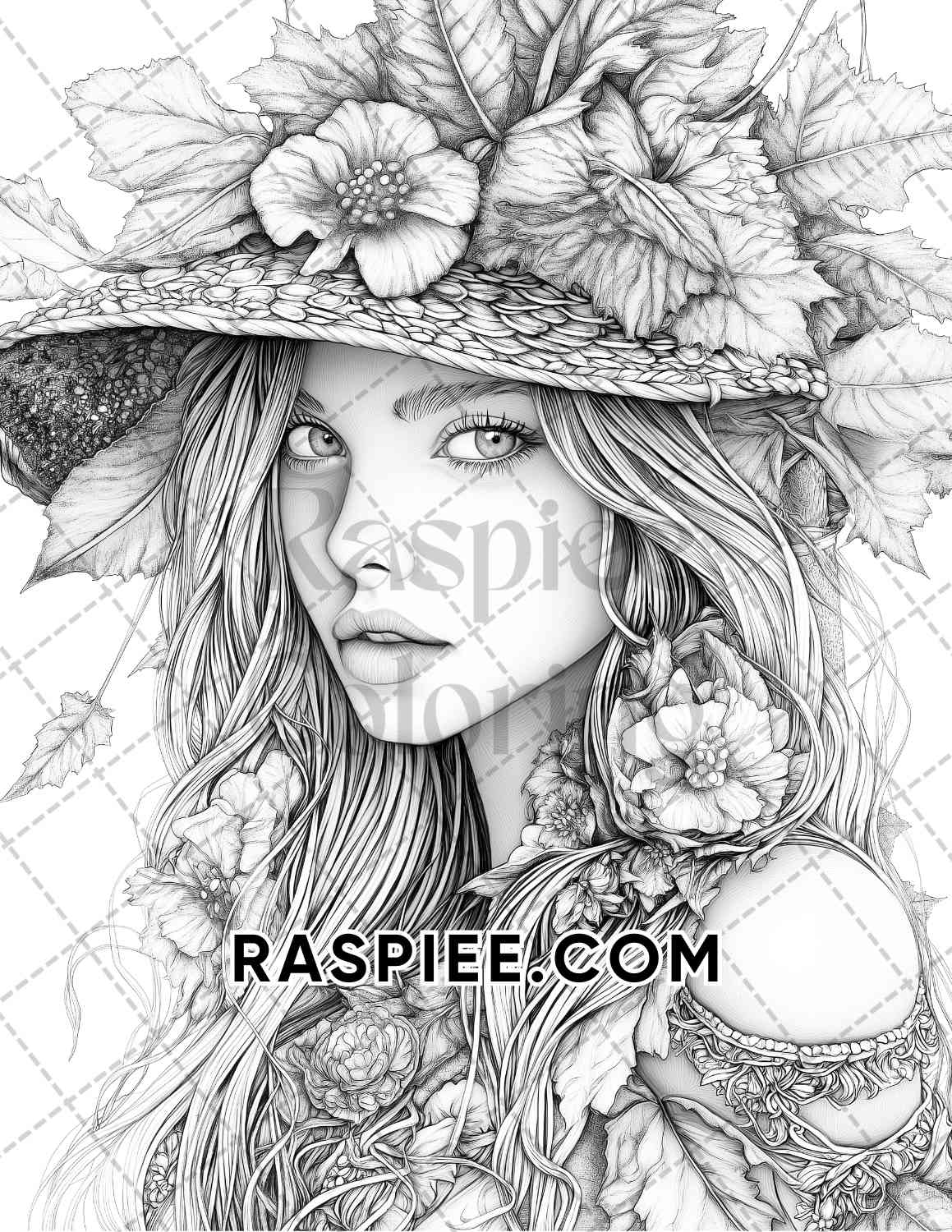 Fairy Beauties Portrait Adult Coloring Pages Printable PDF Instant Download