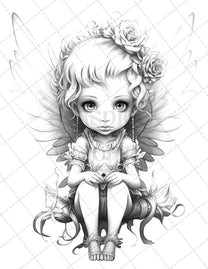 45 Adorable Chibi Fairy Grayscale Coloring Pages Printable for Adults ...