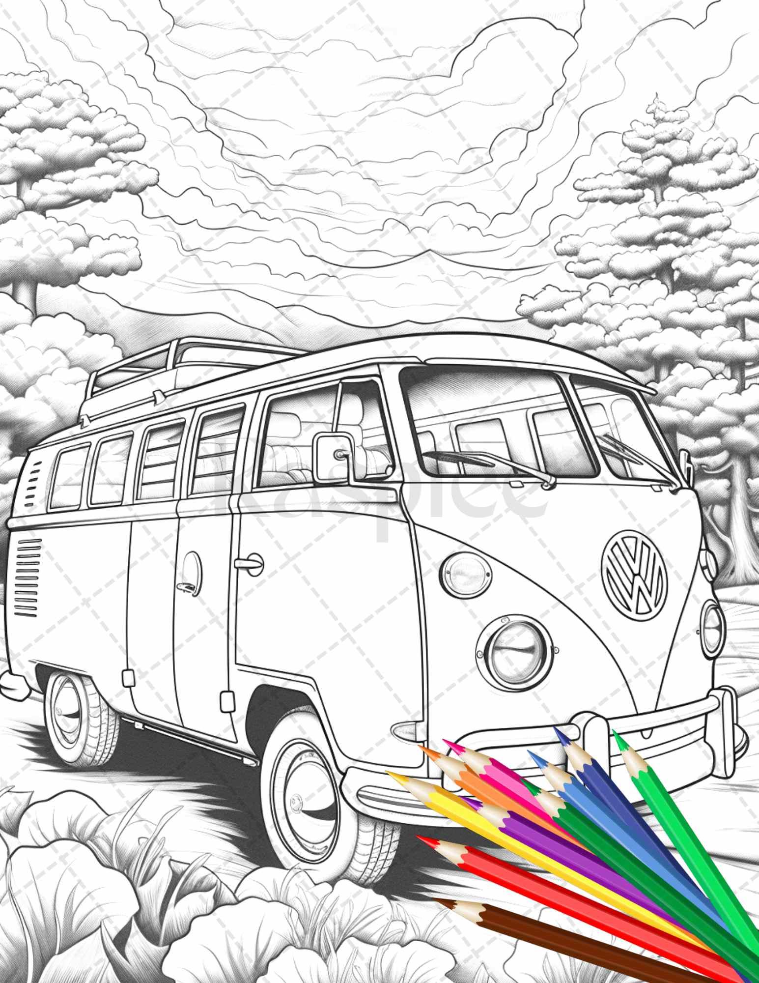 10 Campervan Coloring Pages Printable for Adults: Unleash Your Inner Artist on the Road