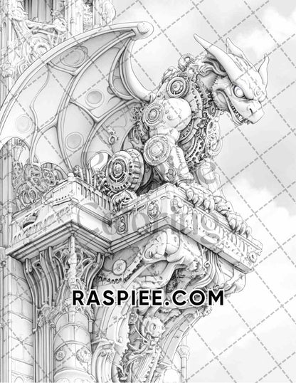 Steampunk Halloween Adult Coloring Pages Printable PDF Instant Download