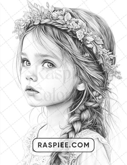 88 Bohemian Little Girls Portrait Adult Coloring Pages