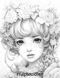 40 Cute Decora Girls Grayscale Coloring Pages Printable for Adults Kid ...