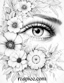 40 Charming Eyes Grayscale Coloring Pages Printable for Adults, PDF Fi ...