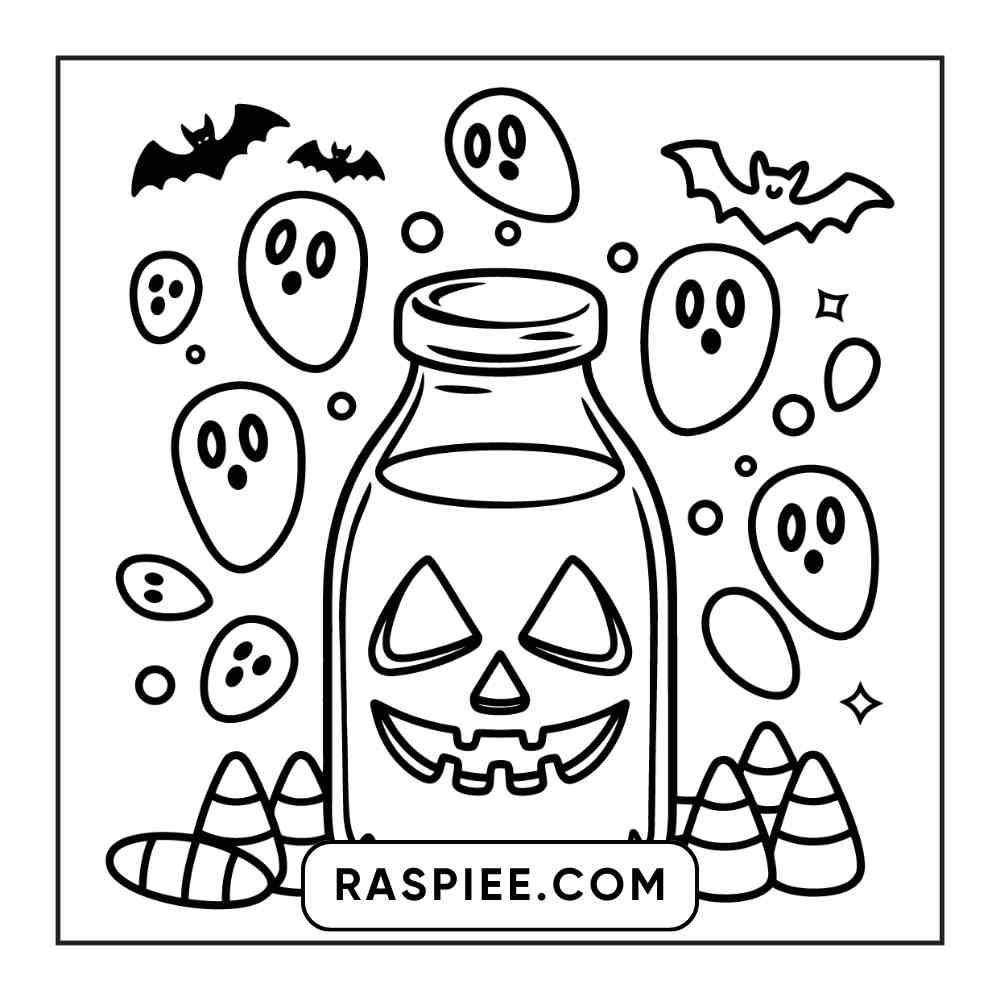 100 Bold Easy Spooky Food & Drinks Coloring Pages Printable PDF Instant Download - RASPIEE