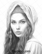 40 Beautiful Gypsy Girls Grayscale Coloring Pages Printable for Adults ...