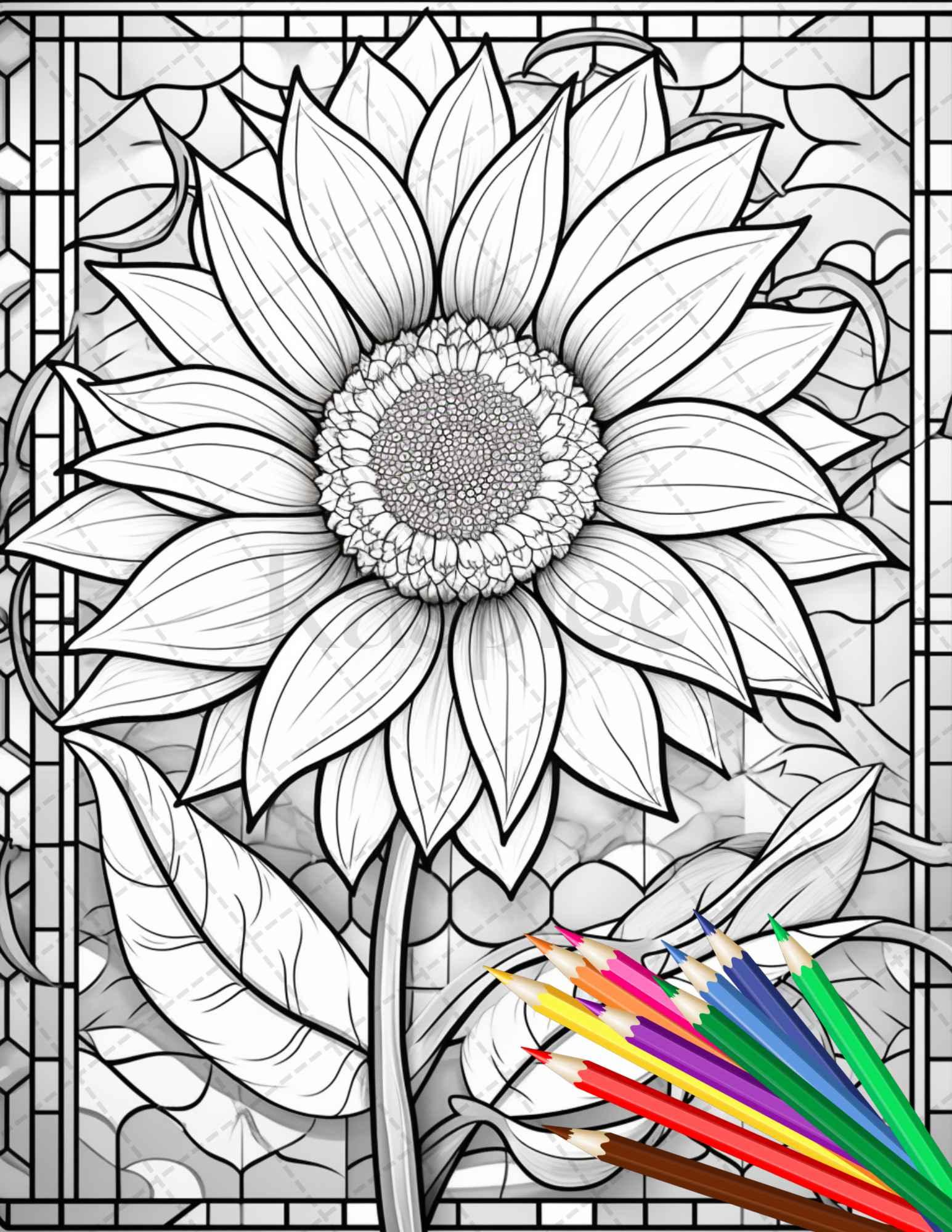 30-stained-glass-flowers-grayscale-coloring-pages-printable-for-adults-raspiee for Printable Free Stained Glass Patterns Flowers 30 Stained Glass Flowers Grayscale Coloring Pages Printable for Adults – RASPIEE for Printable Free Stained Glass Patterns Flowers