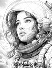 50 Astronaut Girl Portrait Grayscale Coloring Pages Printable for Adul ...