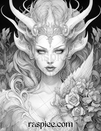 40 Dark Evil Fairy Grayscale Coloring Pages Printable for Adults, PDF ...