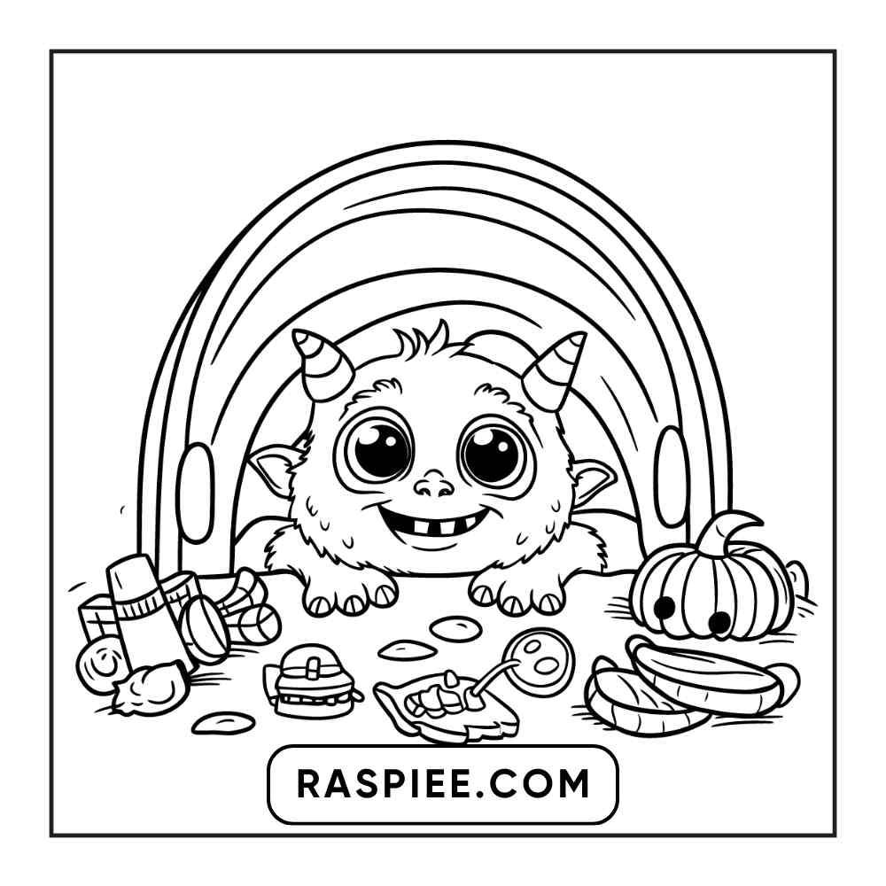 100 Bold and Easy Cute Halloween Coloring Pages Printable PDF Instant Download - RASPIEE