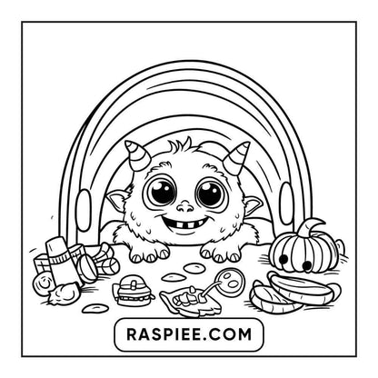 100 Bold and Easy Cute Halloween Coloring Pages Printable PDF Instant Download - RASPIEE