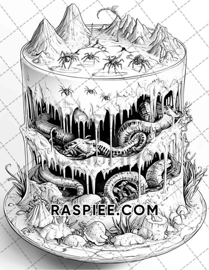 Spooky Desserts Halloween Adult Coloring Pages Printable PDF