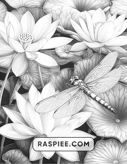 Insects and Flowers Adult Coloring Pages - RASPIEE