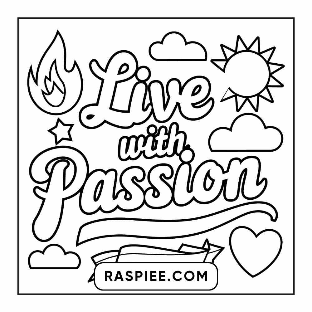 78 Bold and Easy Inspirational Words Coloring Pages Printable PDF Instant Download - RASPIEE